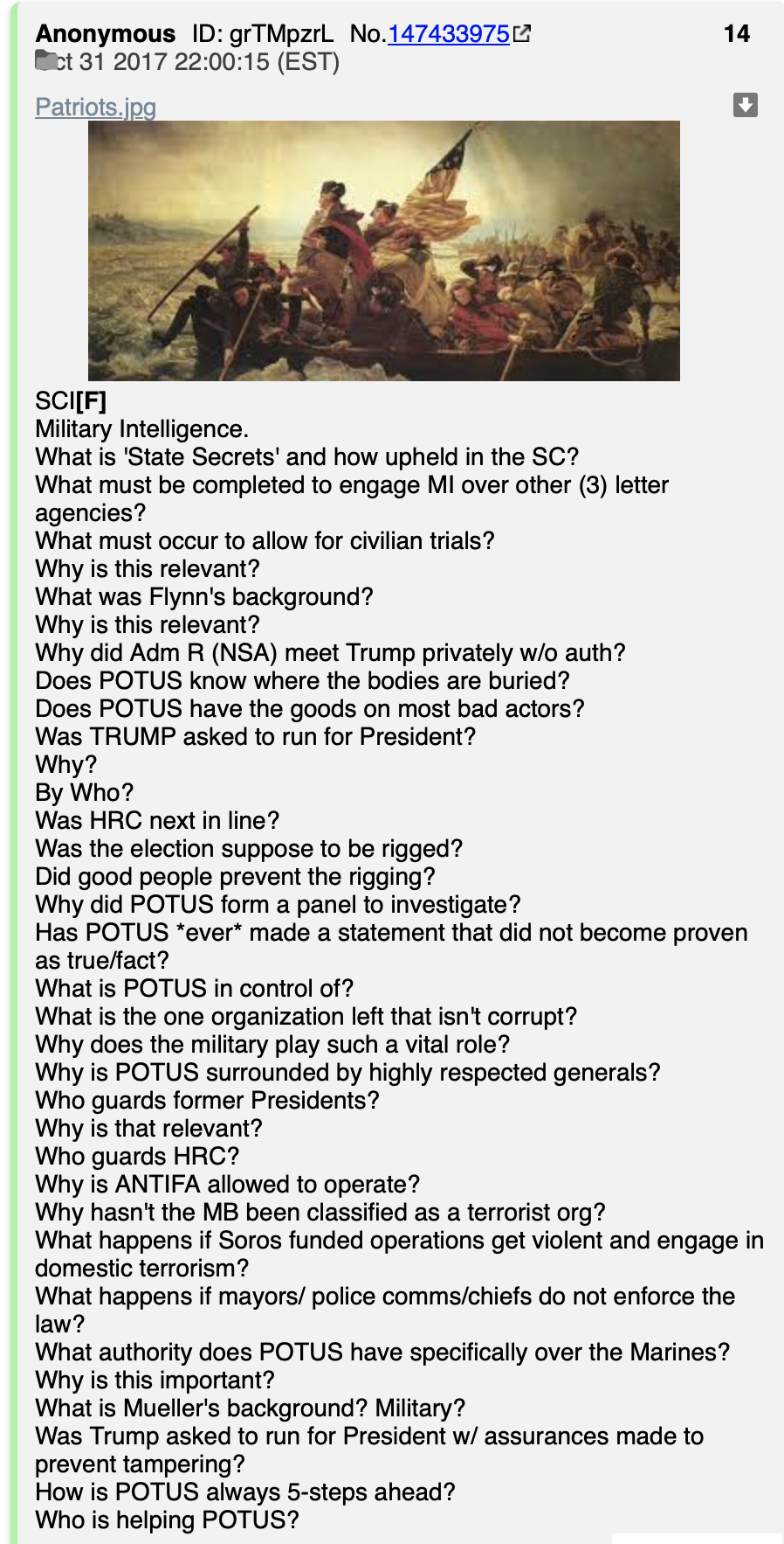 Decode of Q Post #14 – The Radio Patriot